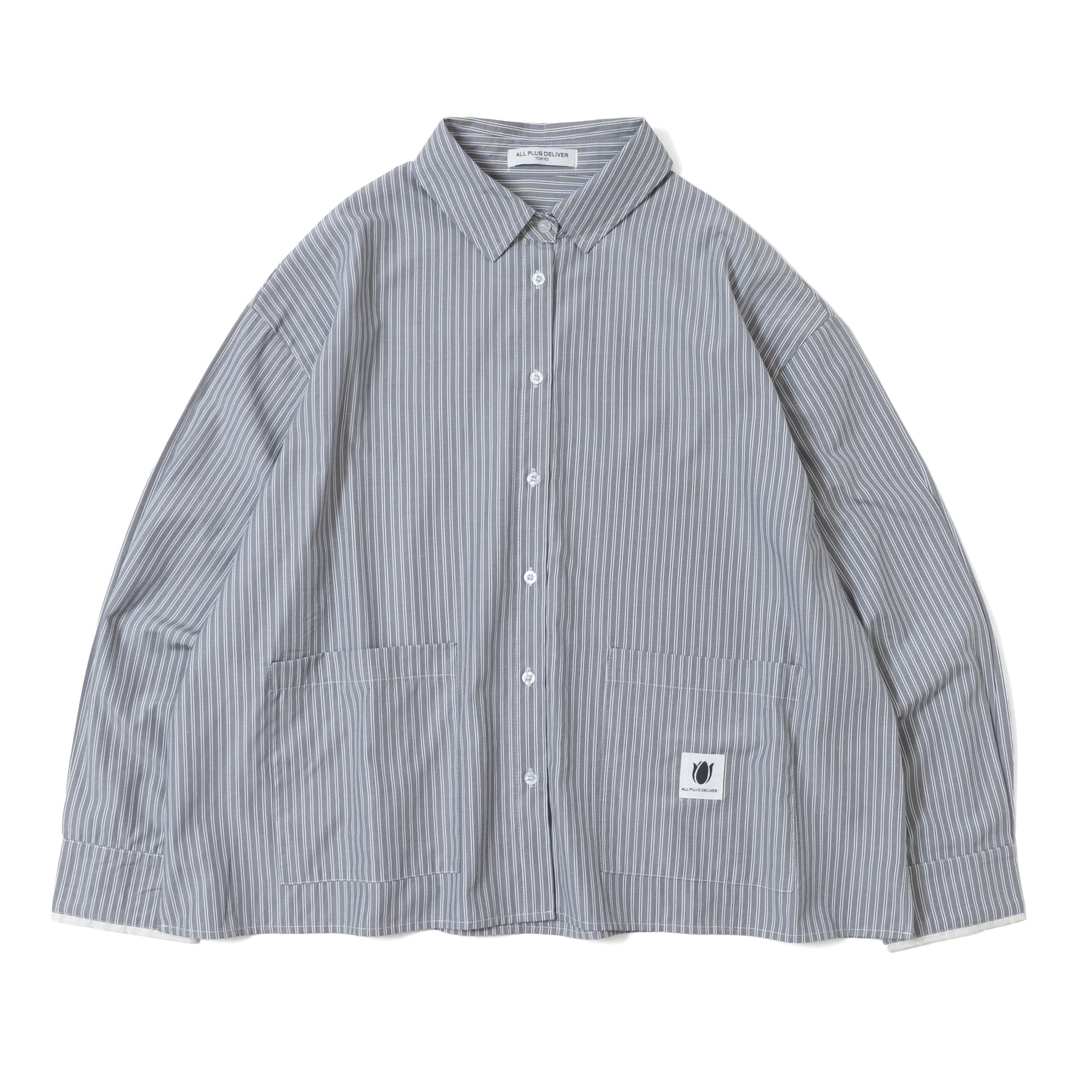 APD STRIPE POCKET SHIRT / GRAY