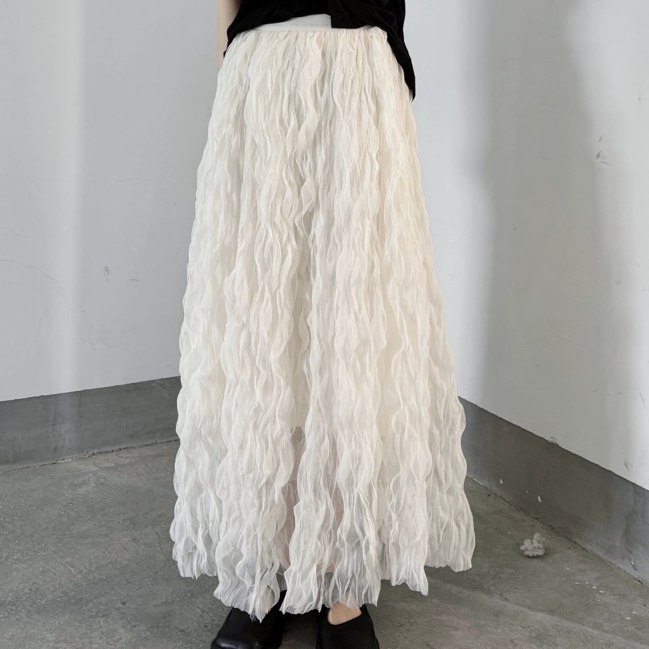 Textured long skirt in 2 colors S1494