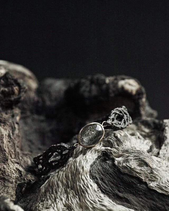 マクラメブレスレット モスクォーツ　18k台座