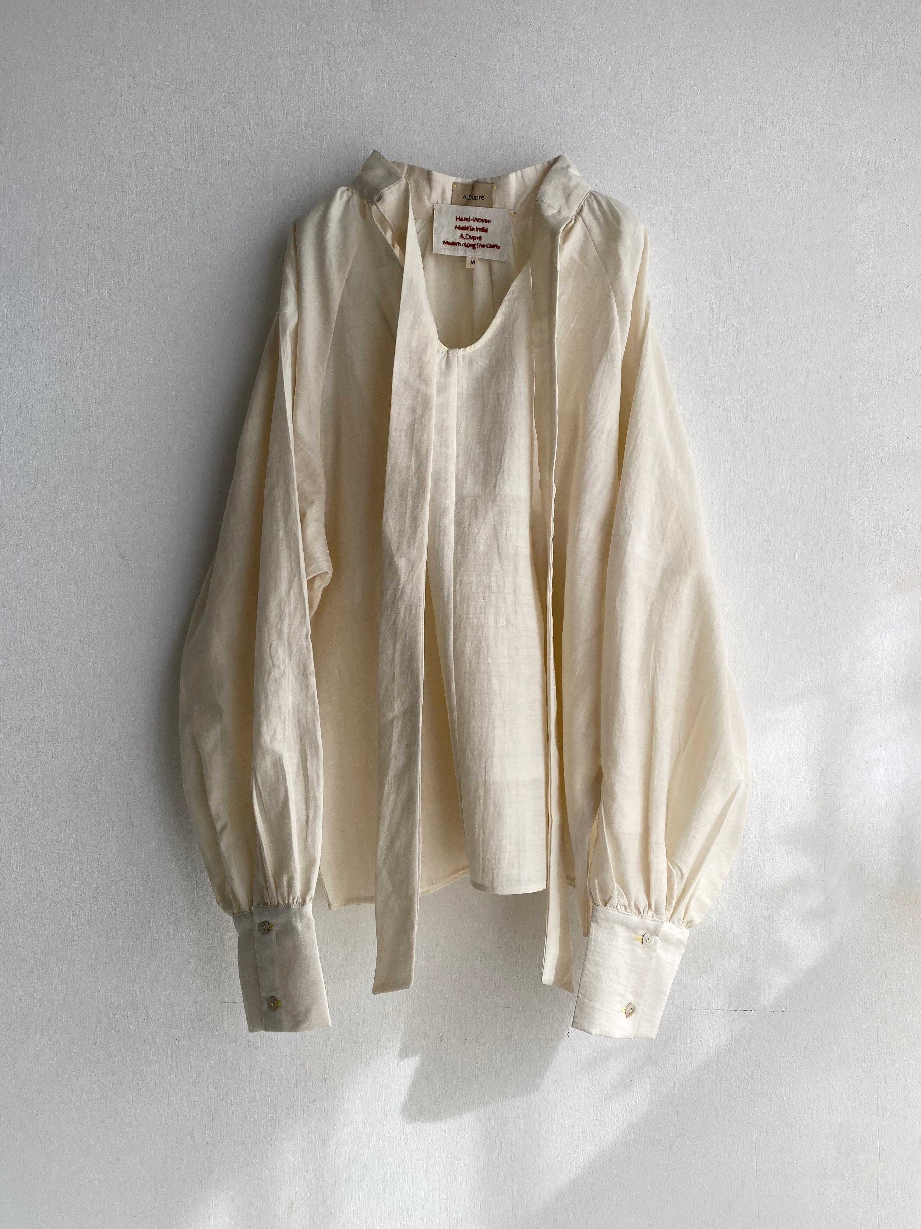 Two way raglan sleeve bow tie blouse "natura" silk cotton