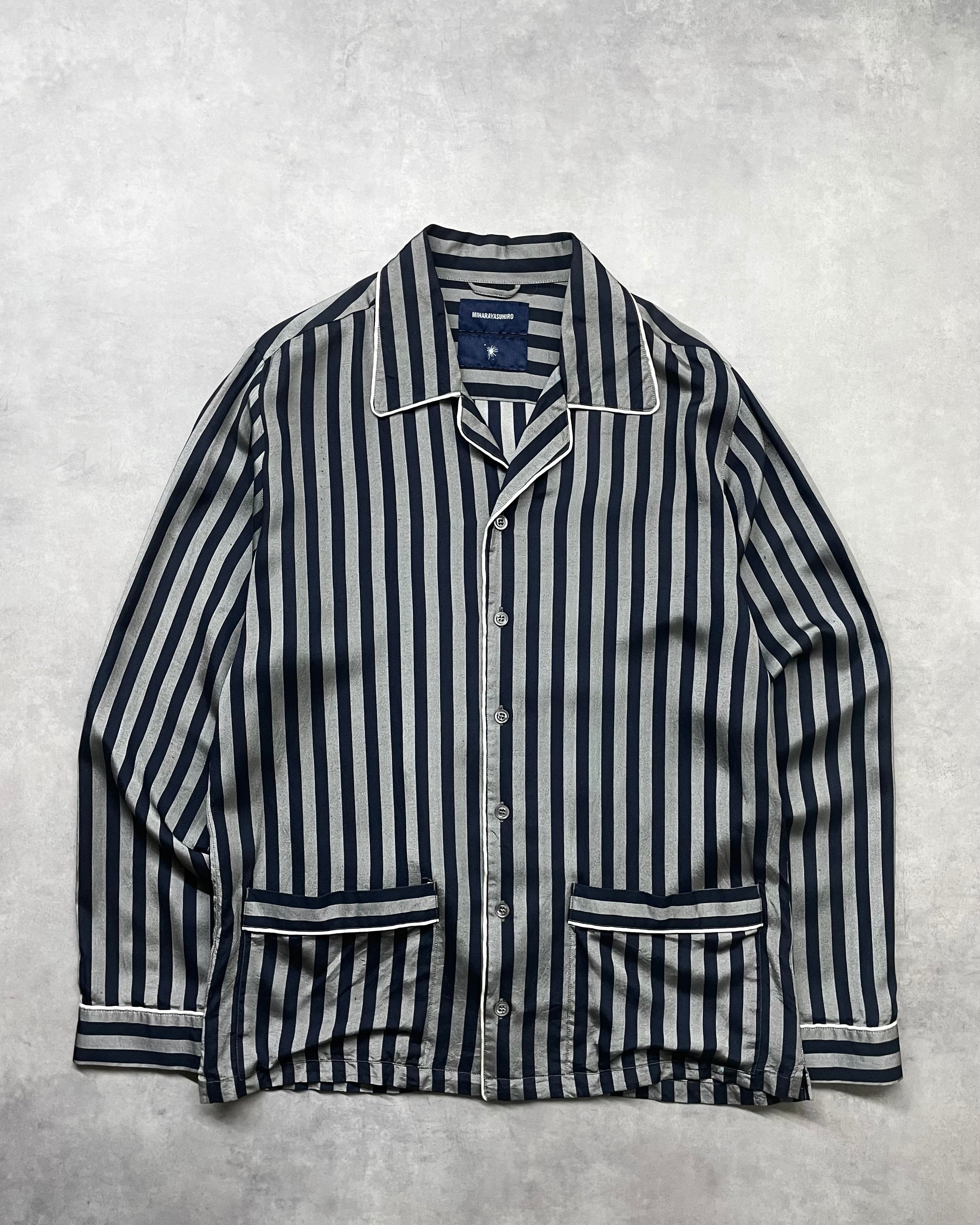 MIHARA YASUHIRO Silk×Cupro Striped Pajama Shirt