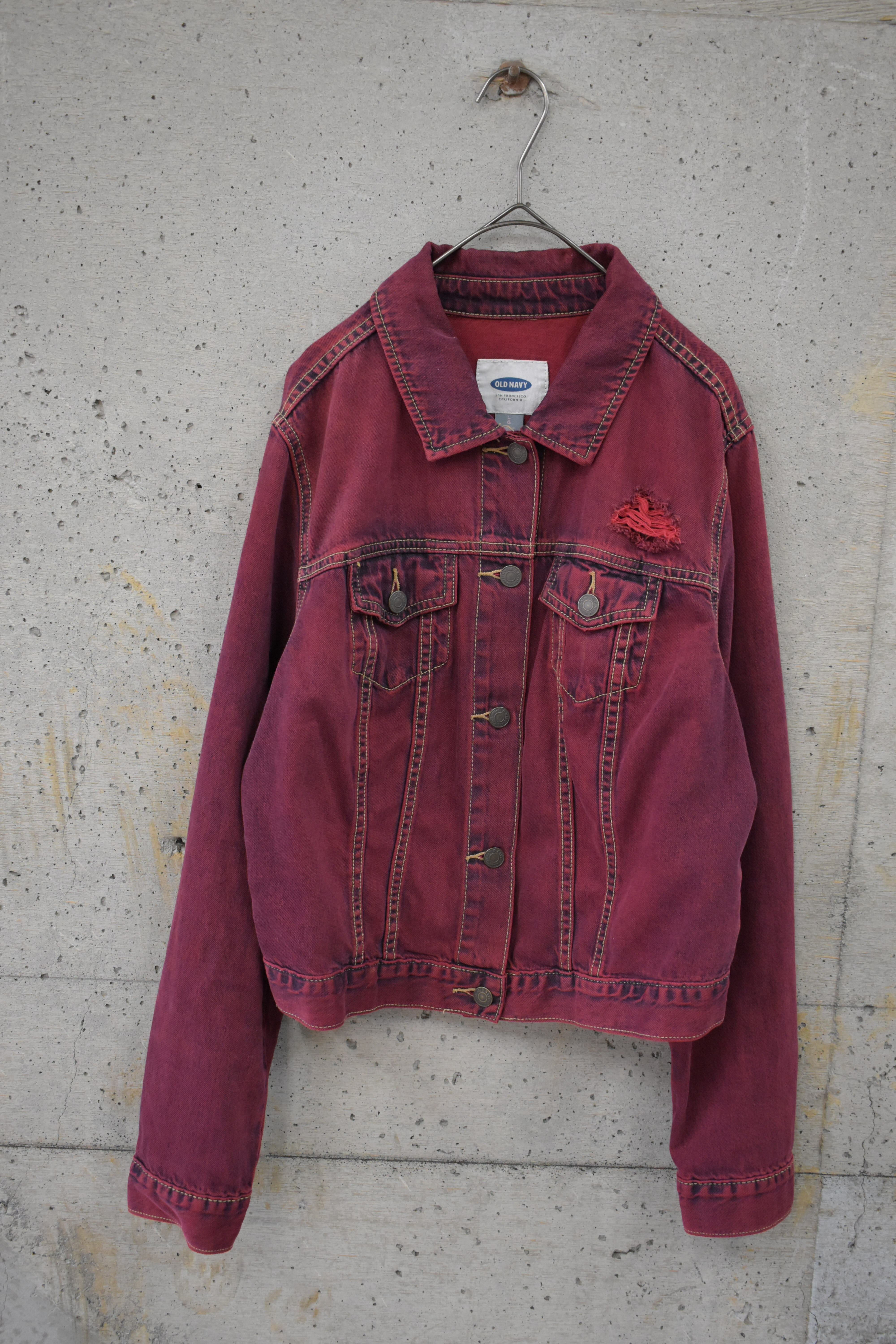 Red overdyed denim jacket