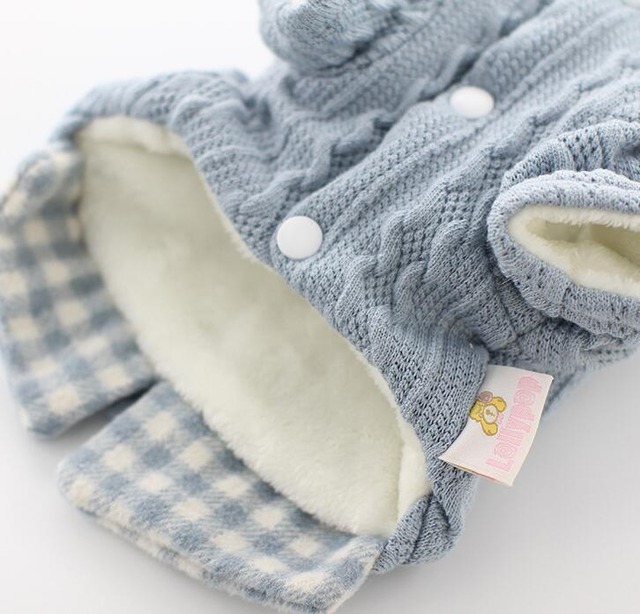 ドッグウェア  フレンチタグ付ケーブル編みニット 水色  犬服