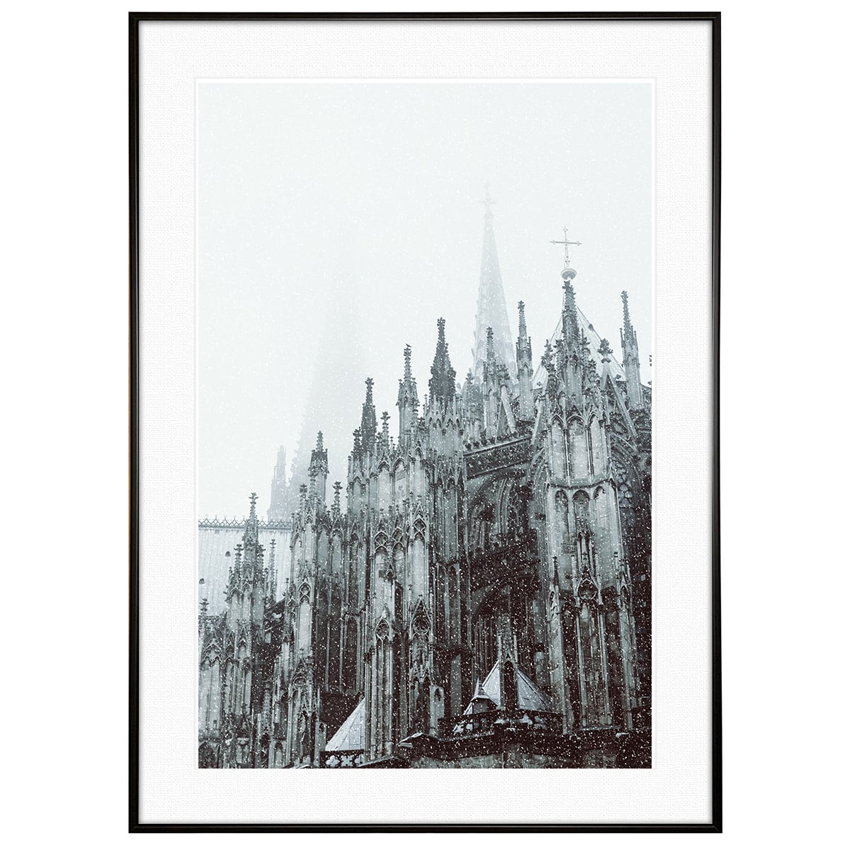 冬写真 ドイツ 雪のケルン大聖堂 インテリアアートポスター額装 AS1113