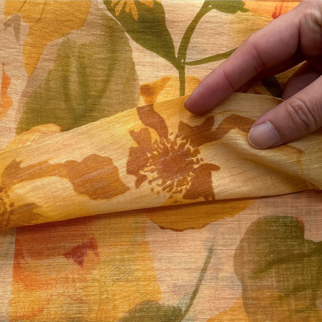 TC225◆3m◆M◆リネンレーヨン混ややとろみプリント生地◆花柄