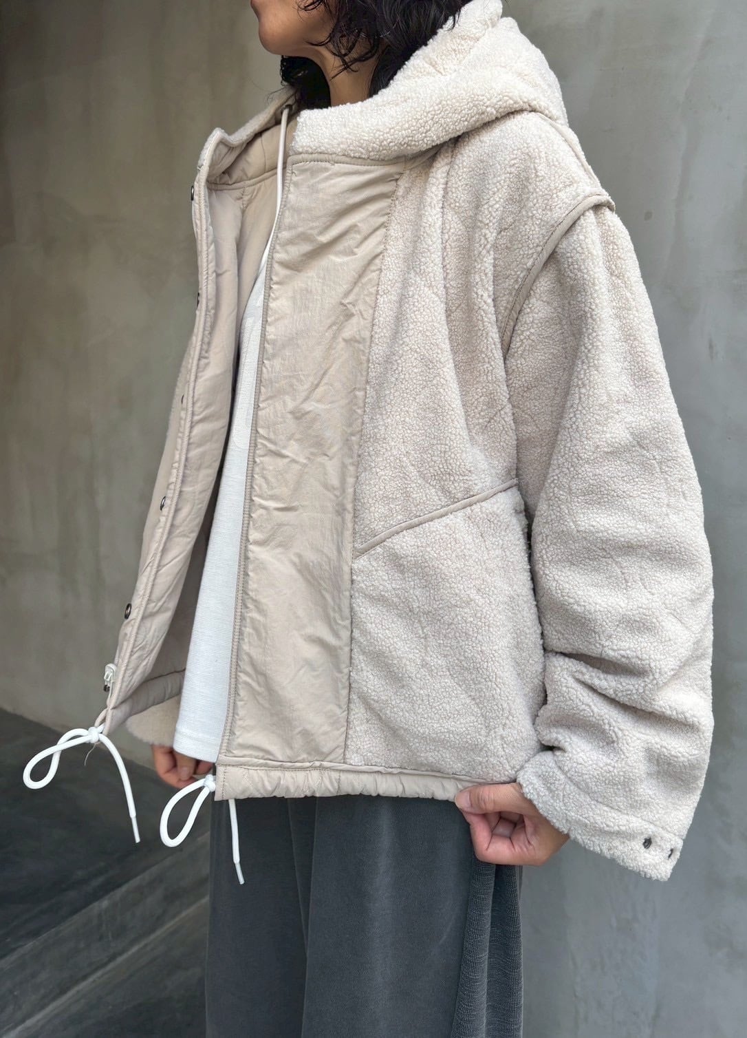 flamingo firm】フラミンゴファーム リバーシブルボアジャケット