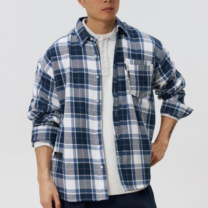 スモークブルーグリッド・エアリーオーバーシャツ A2108