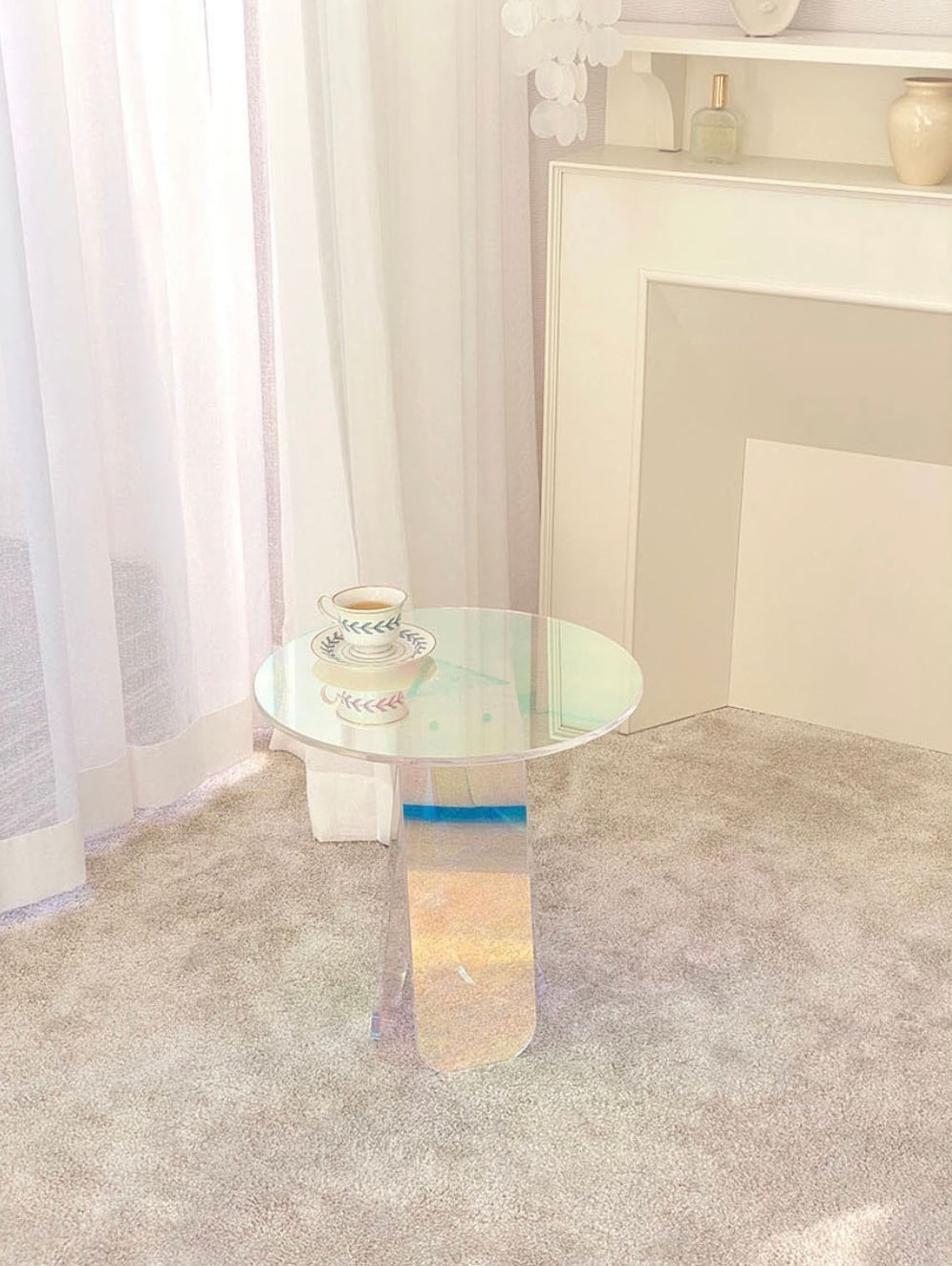 aurora acrylic side table / オーロラ サイドテーブル ホログラム 棚