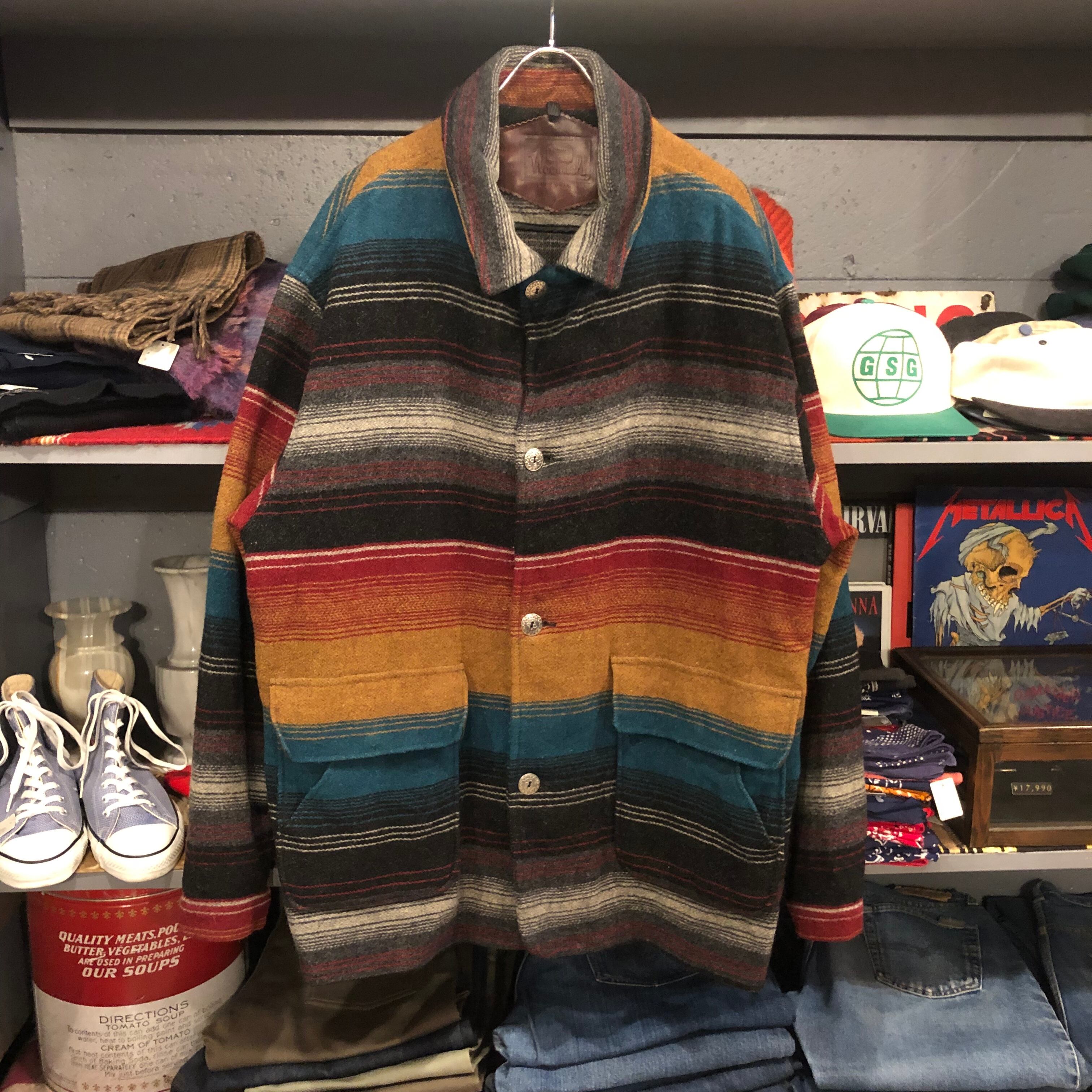 90s Woolrich Native Border Pattern Wool Jacket
