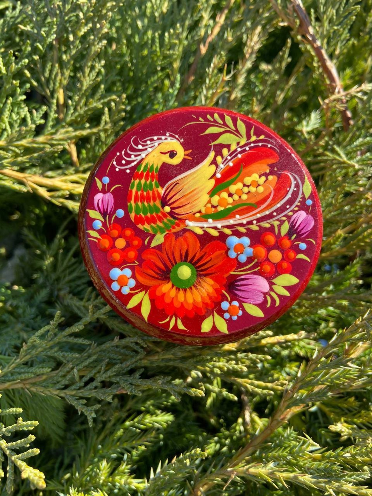 ペトリキウカ塗り　木製小物入れ・ジュエリーボックス（ティモシェンコ作）ウクライナ製 - 1