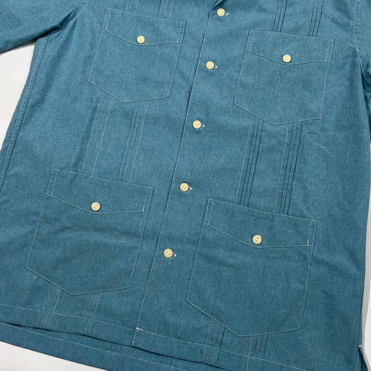 nano universe ナノユニバース 半袖 キューバ シャツ サイズ M /メンズ/水色