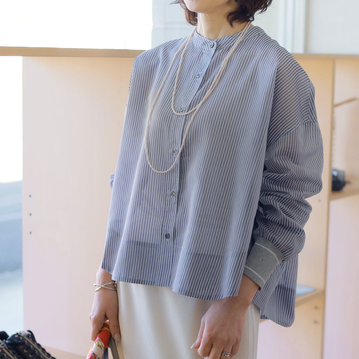 Munich (ミューニック) シアーボイル&リブカフス ブラウス