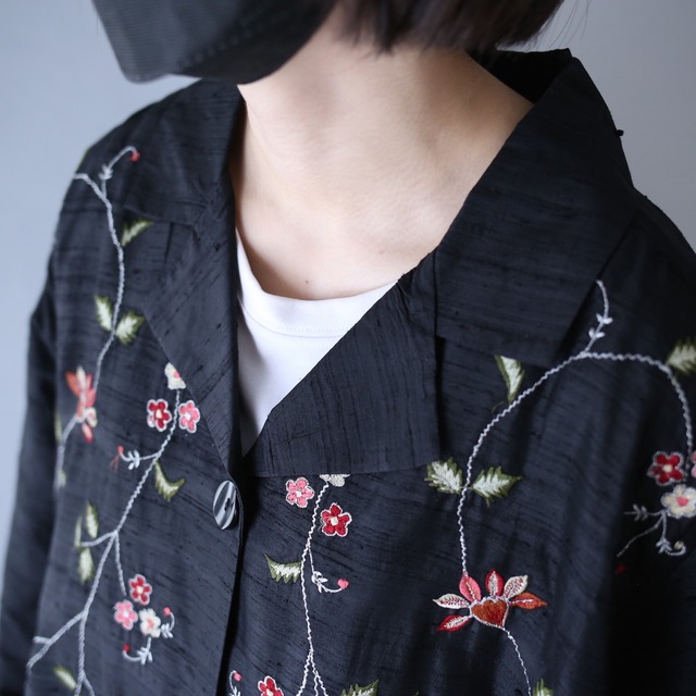 "花×刺繍" many many pattern over wide silhouette open collar shirt