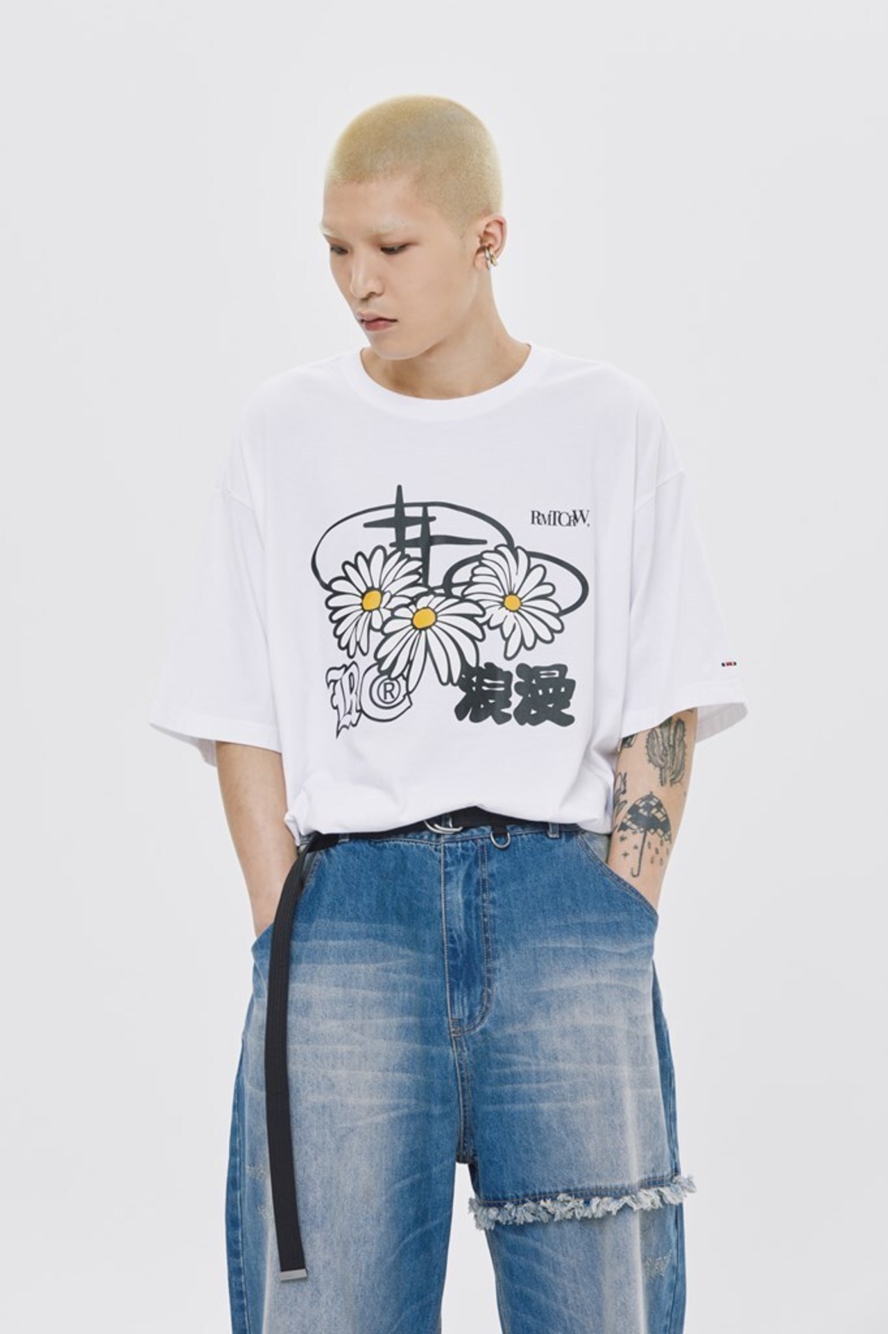 TRIPLE DAISY MIXED LOGO TEE SHIRT_WHITE