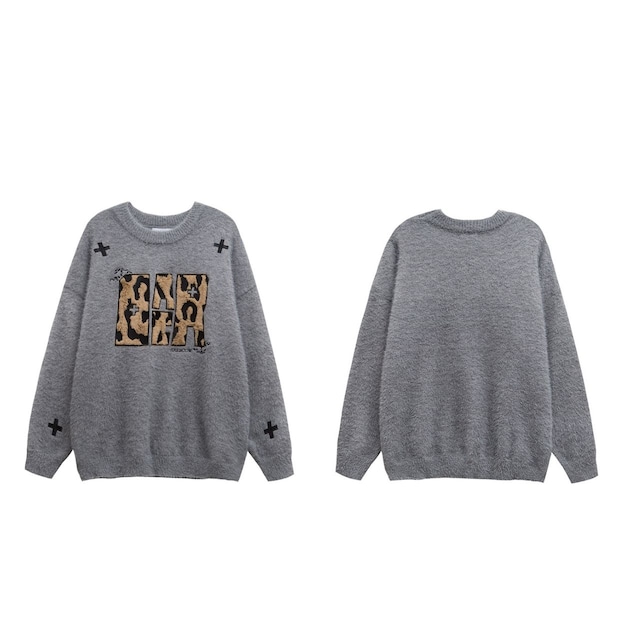 レオパードロゴルーズニット 3col R01338