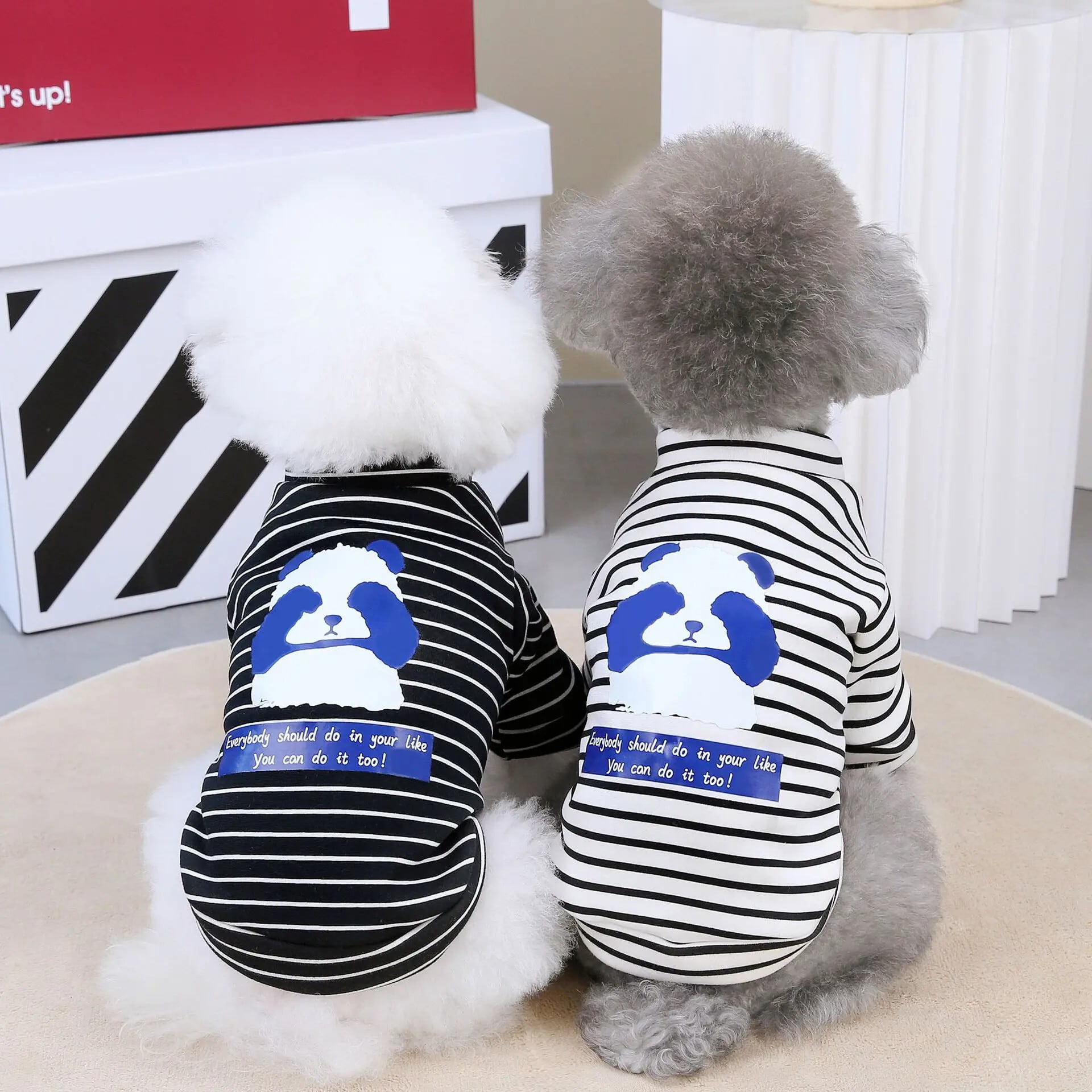 秋冬ペット白黒ストライププルオーバー中小型犬暖かいTシャツソフト