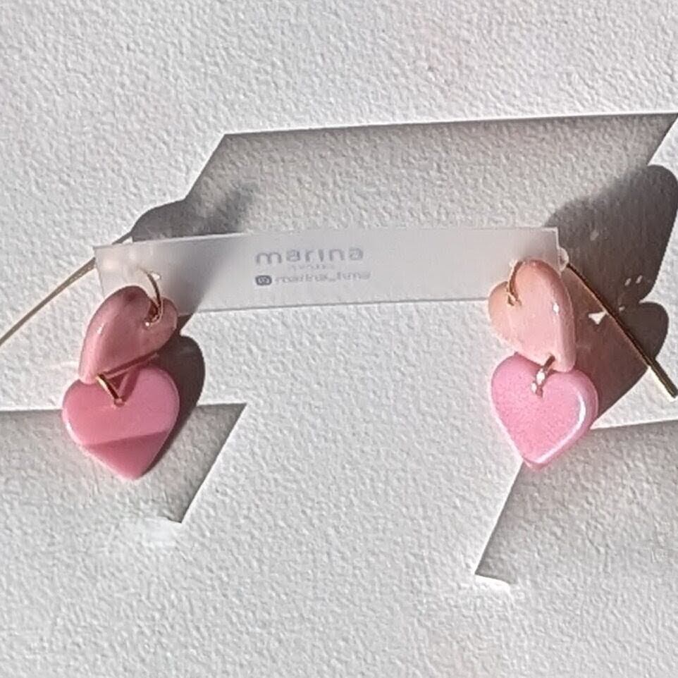 LIMITED13/ 14kgf 2Hearts Tagua Nuts pierced earrings / clip on