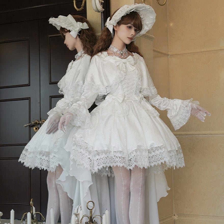 ゴスロリ フリルボンネット ホワイトロリィタ×花嫁風｜WithU