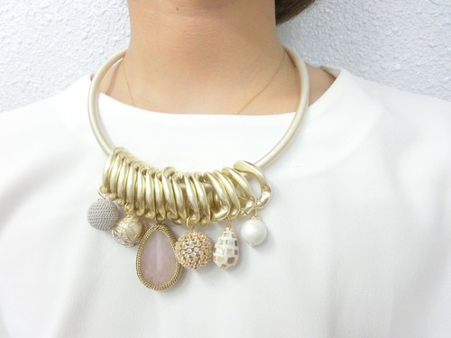 【 UNSEABLE 】Stone cherm necklace / Gold