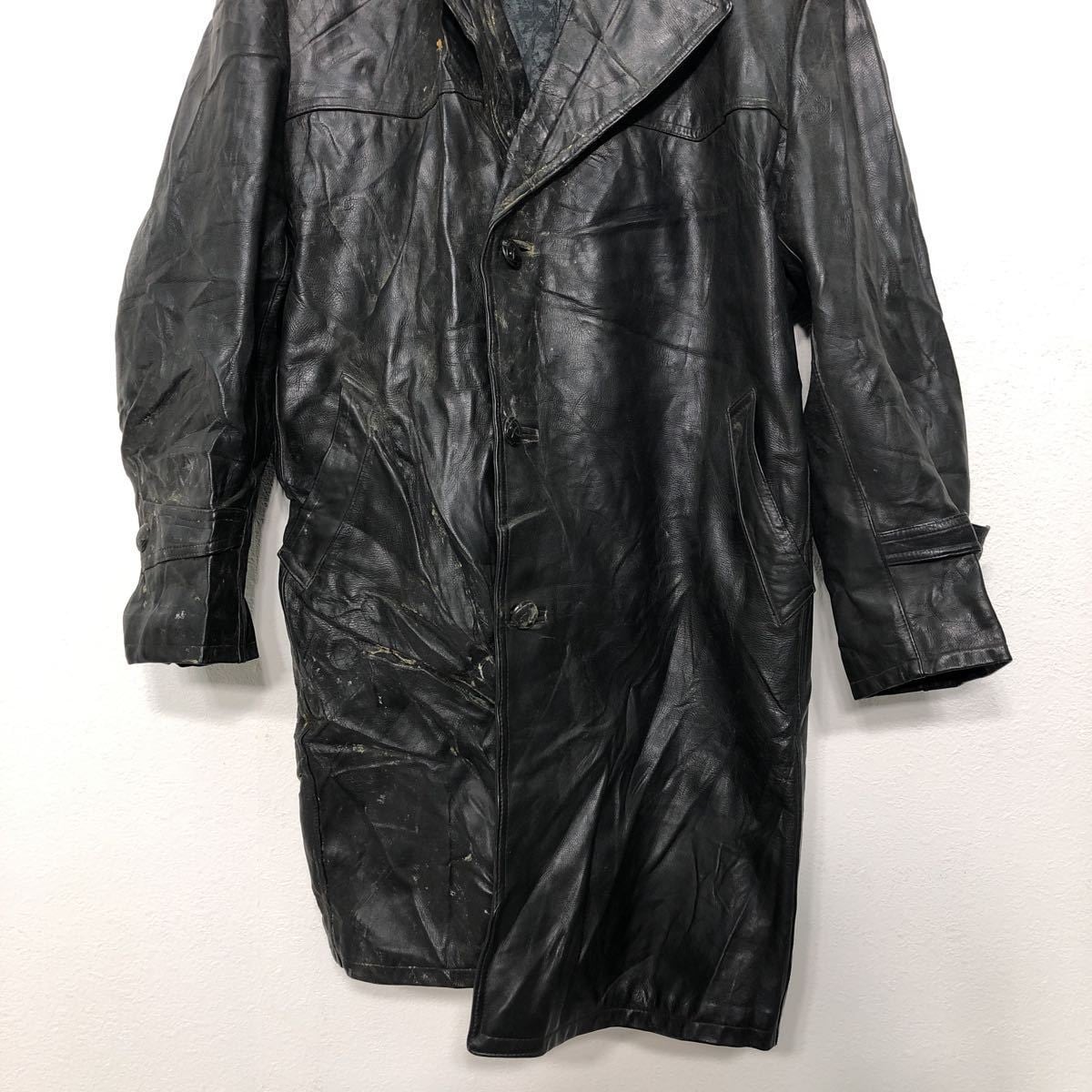 レザーロングコート XLサイズ位 チェスターコート レザージャケット 黒