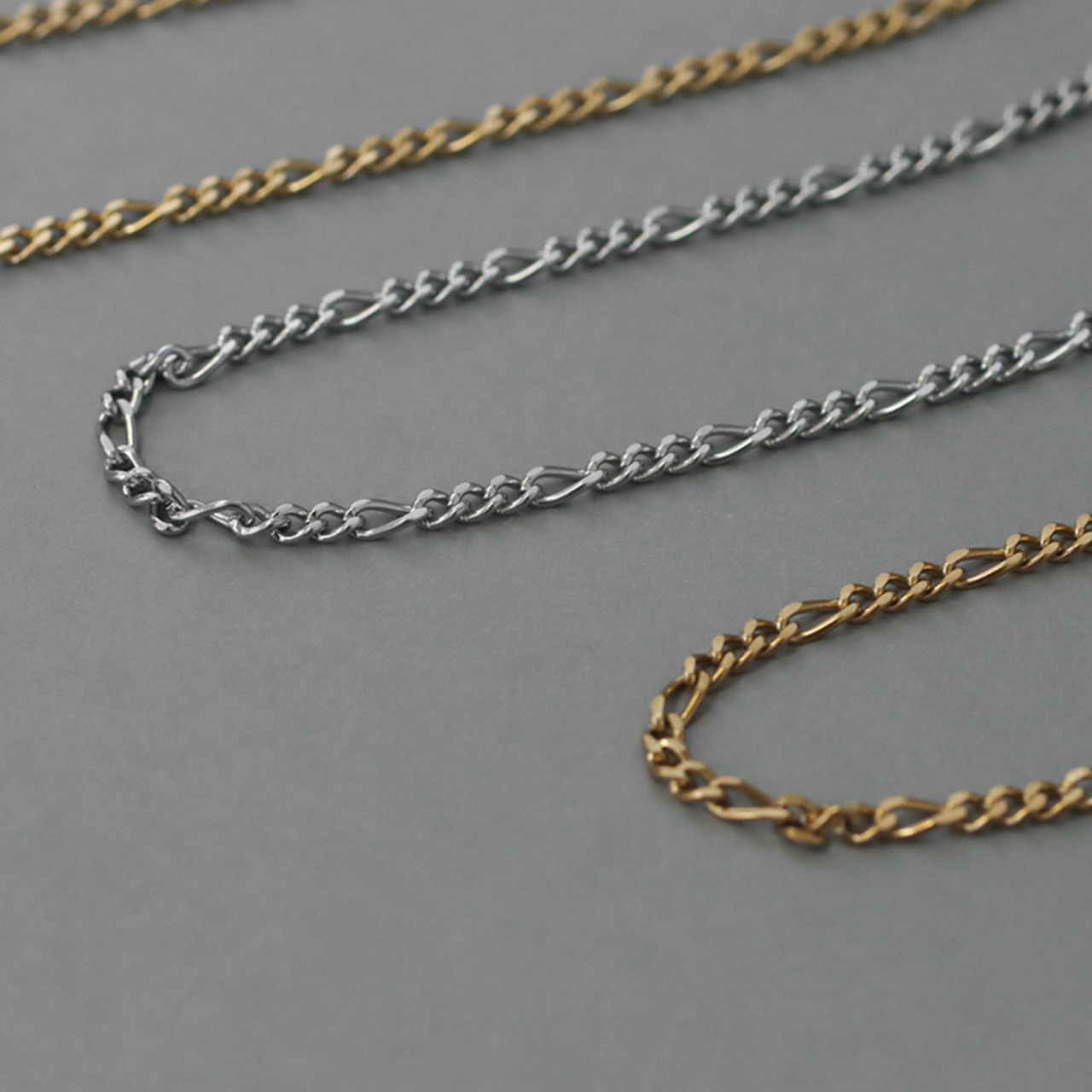 【ネコポス便】金属アレルギー対応の選べる長さとカラー！フィガロチェーンネックレス 2407