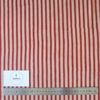 ブロックプリント生地【50cm単位】インド綿 ストライプ柄 生成り×赤 #50410-RD1