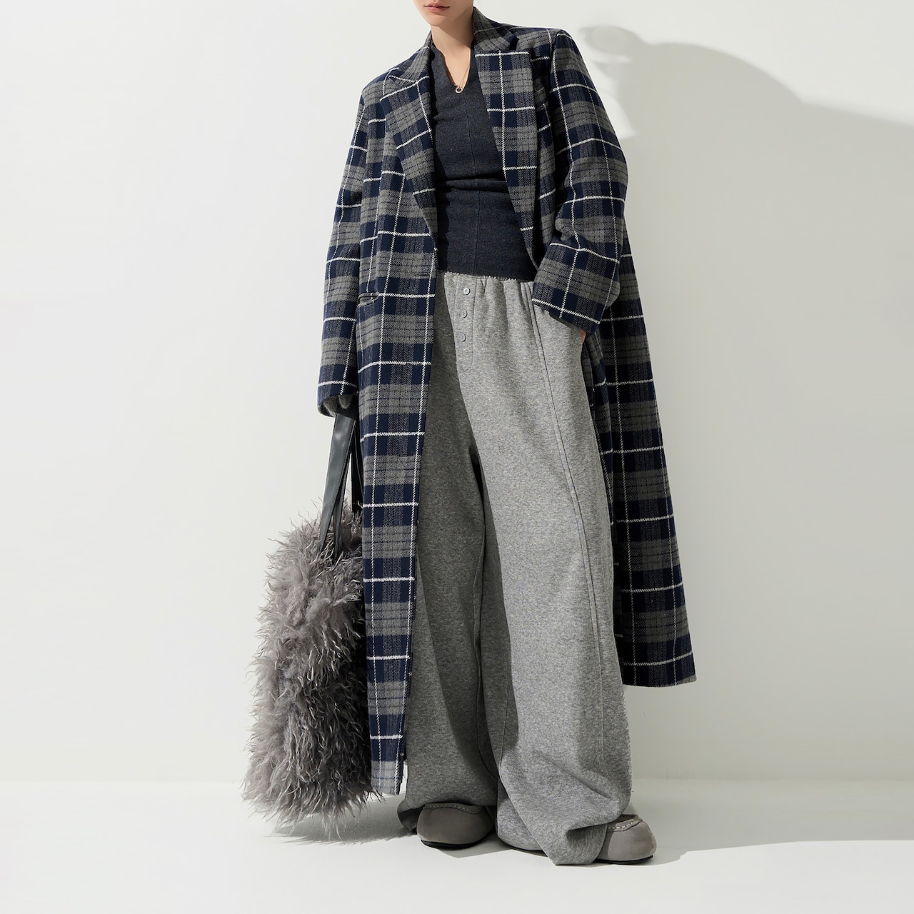 チェック柄ビッグシルエットコート H0037