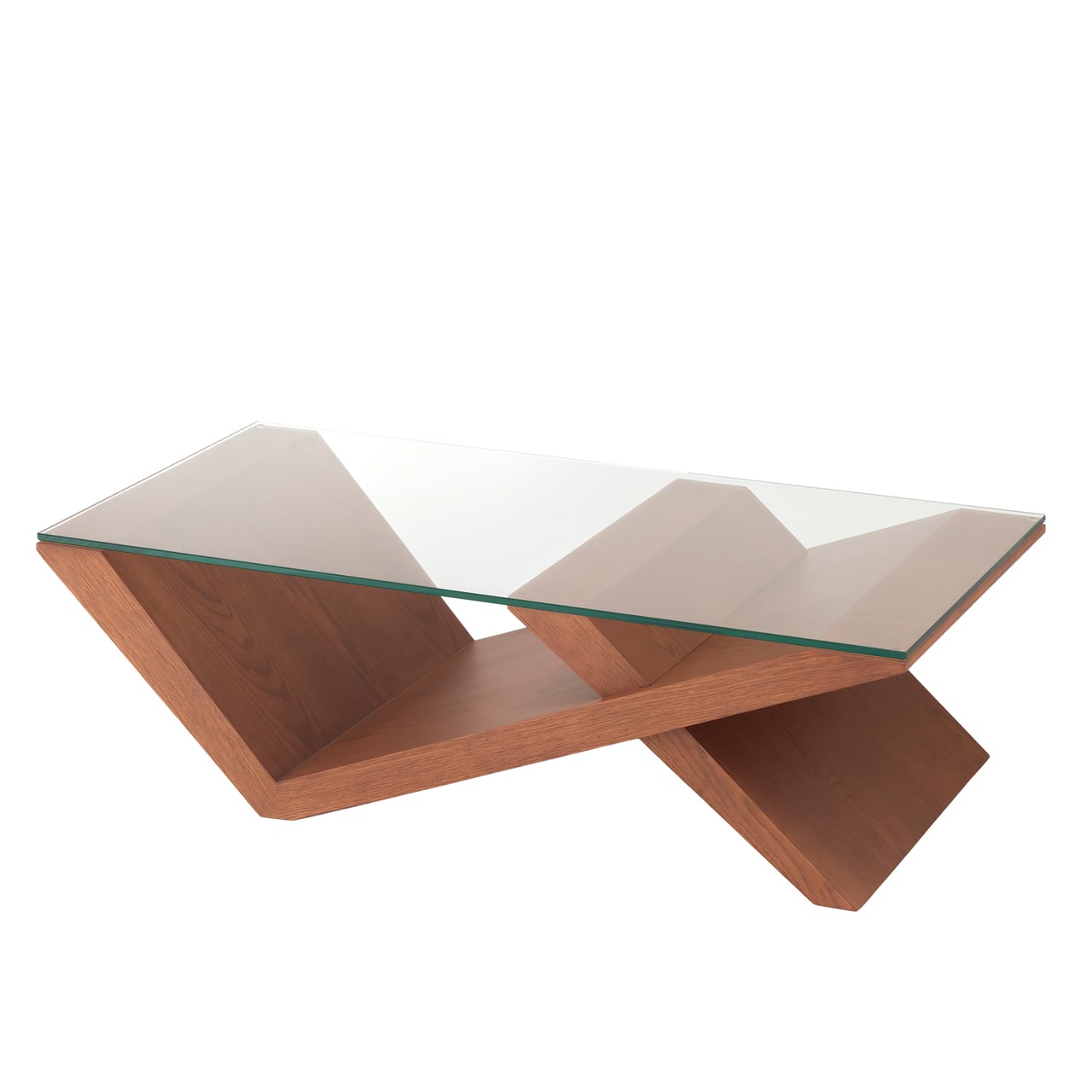 コーヒーテーブル・リビングテーブル|ガラス天板 1200x600 オーク材 ブラウン色| BH-02