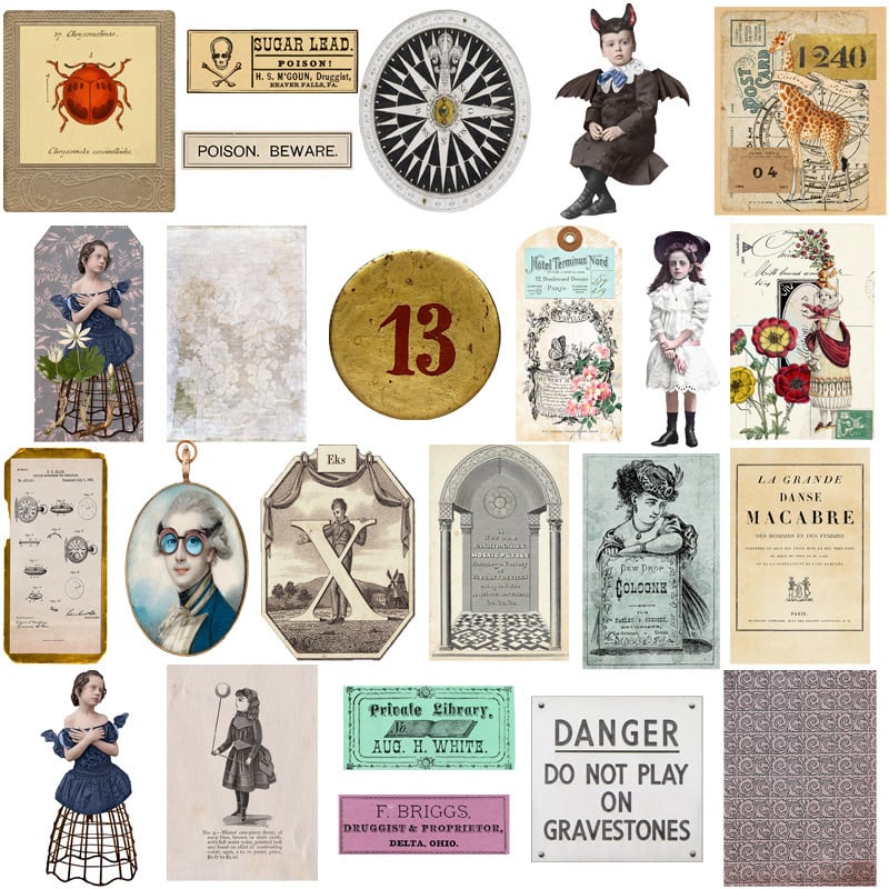 カラフルアンティーク（50枚入） code:5818 】シール ステッカー