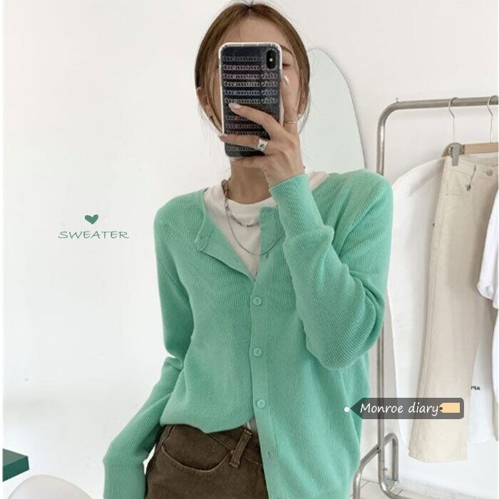 ルーズニットセーター 薄手トップス コート スプリング長袖スリーブカーディガン ロング 春物 モンロー94938662871