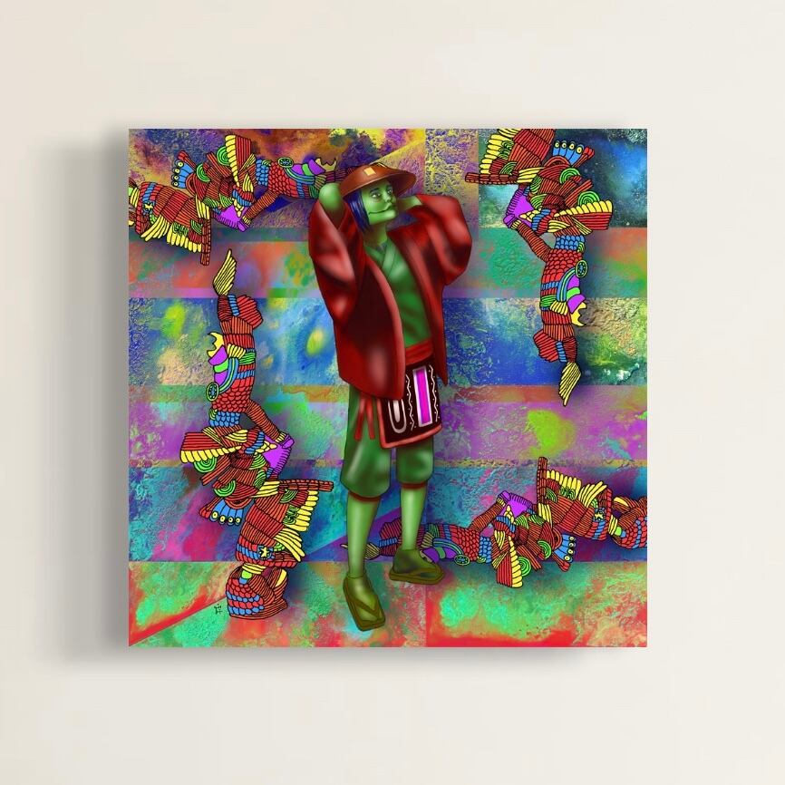 《廻る》/2023年/プリントキャンバス/40.64×40.64cm/(16×16inch)