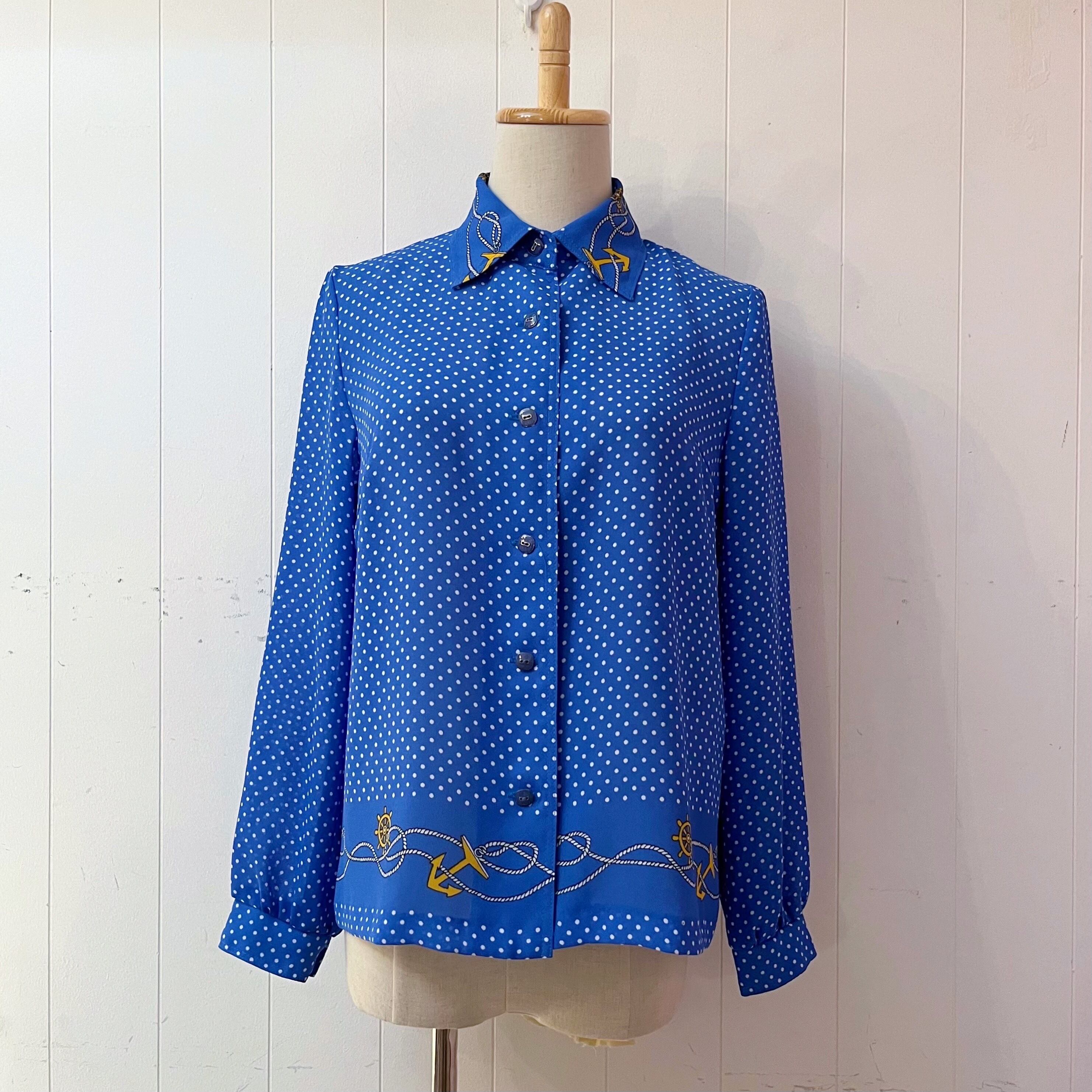 marine dot blue shirt