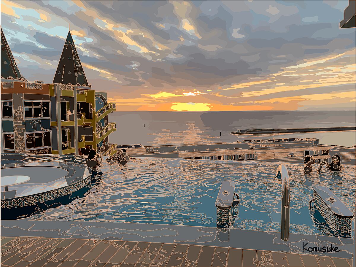 ◎01-005_Chatan-beach(komusuke graphic)