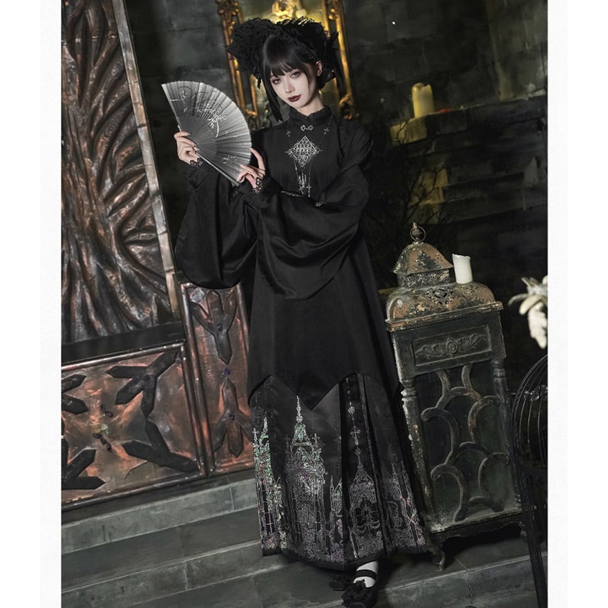 ゴスロリ 6点 セット ストライプ 姫袖 ブラウス コルセット ボンネット