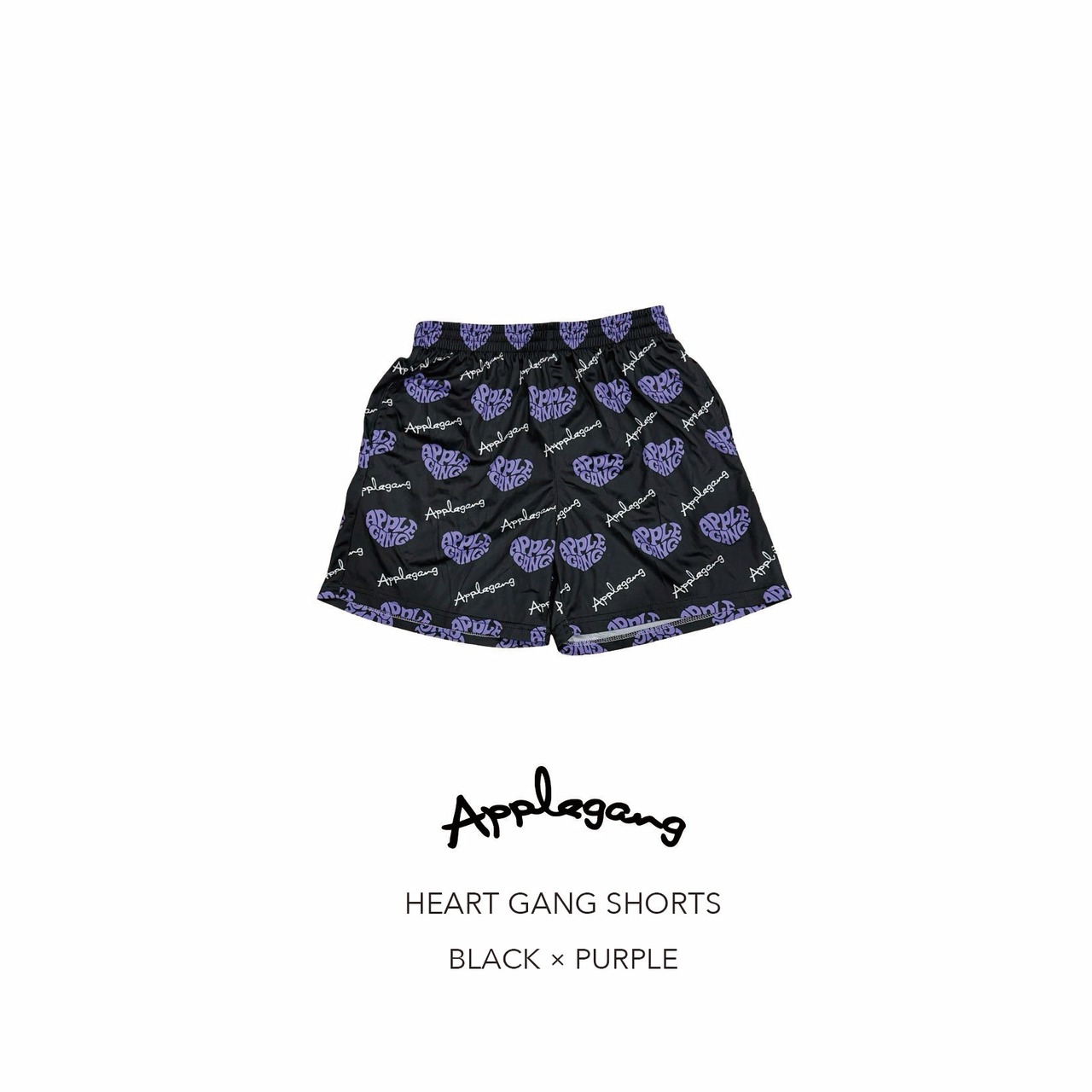 HEART GANG SHORTS  ブラック × パープル
