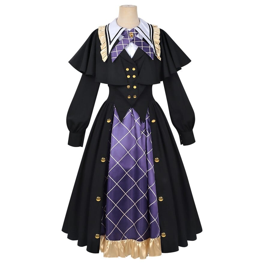 クラシカル　ロリータ　セット 王子系軍服ロリータ｜ケープ付きワンピースセット（ブラック×パープル