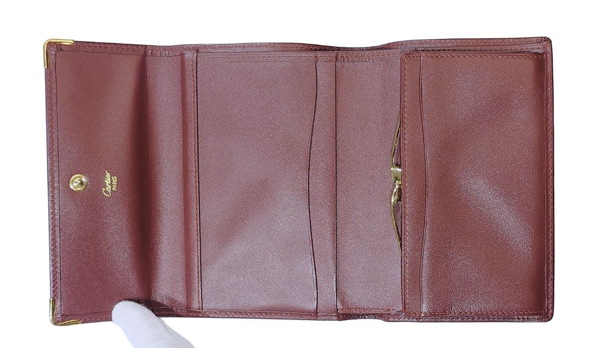 ヴィンテージ Cartier カルティエ マストライン 三つ折り財布 がま口