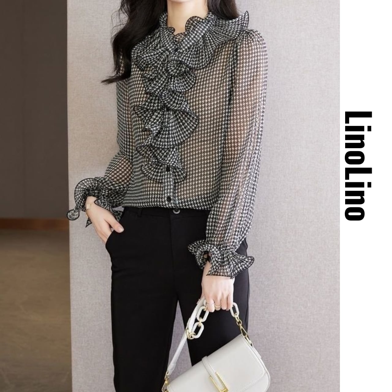 Frill Long Sleeve Medium Blouse L00733