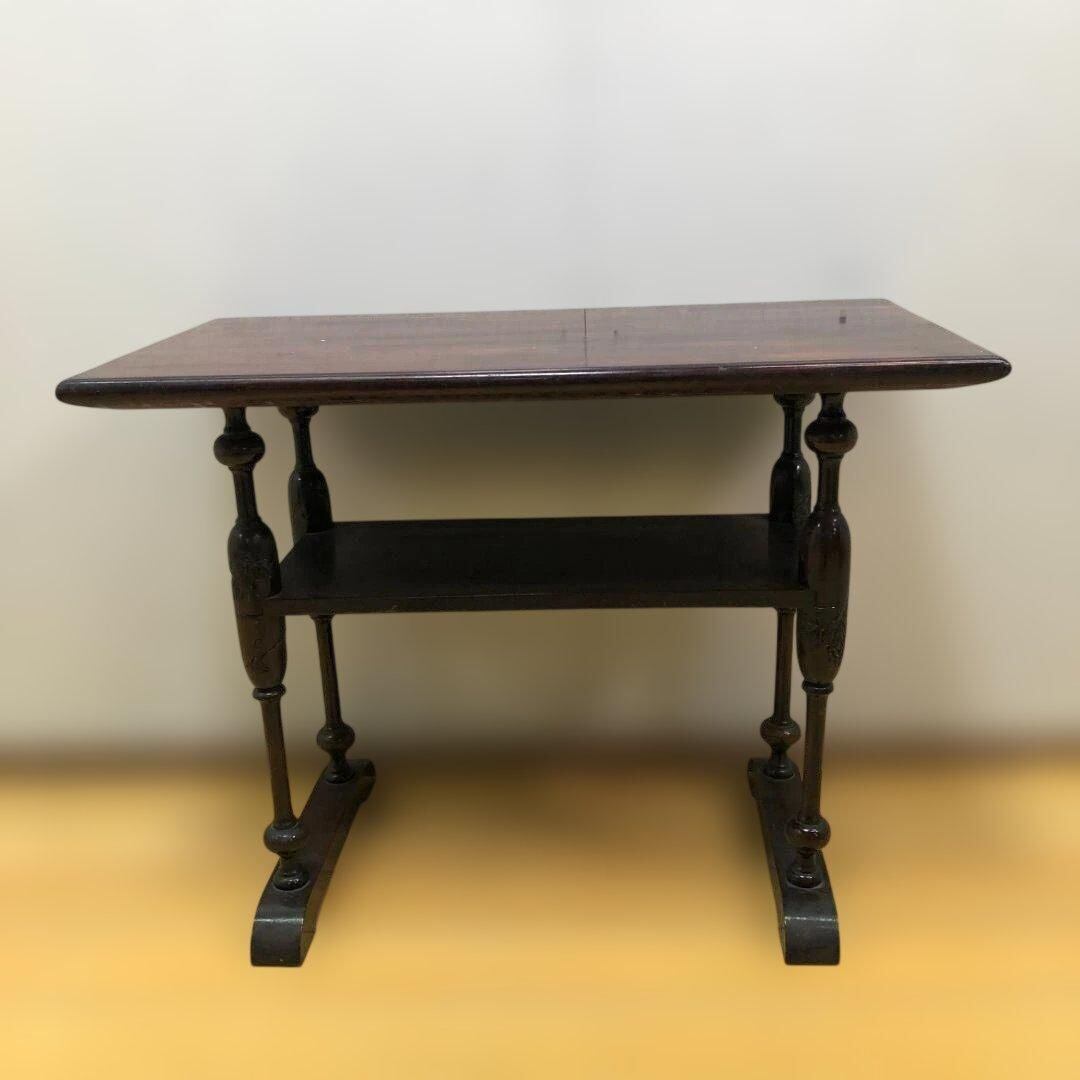 送料無料 アンティーク調 木製テーブル 葡萄彫刻 花台 飾り棚 サイド