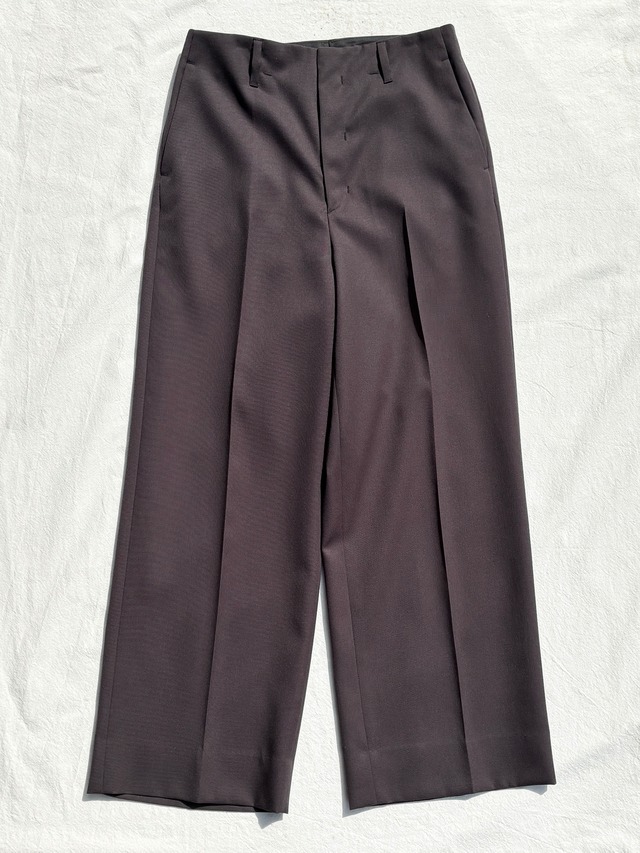 ANTHEM A / WOOL GABARDINE BELTLESS TROUSERS (BROWN)