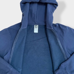 【THE NORTH FACE】ワンポイント 刺繍ロゴ パーカー フルジップ ジップアップ スウェット フーディー hoodie アウトドア M ネイビー ノースフェイス us古着