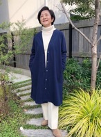 吊り編み　片畦編みタートルネックプールオーバー