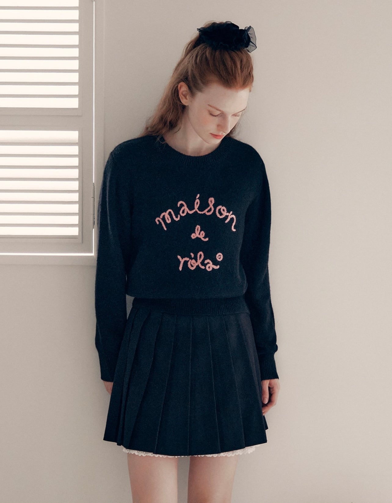 ROLAROLA] MAISON DE ROLA EMBROIDERY KNIT BLACK 正規品 韓国