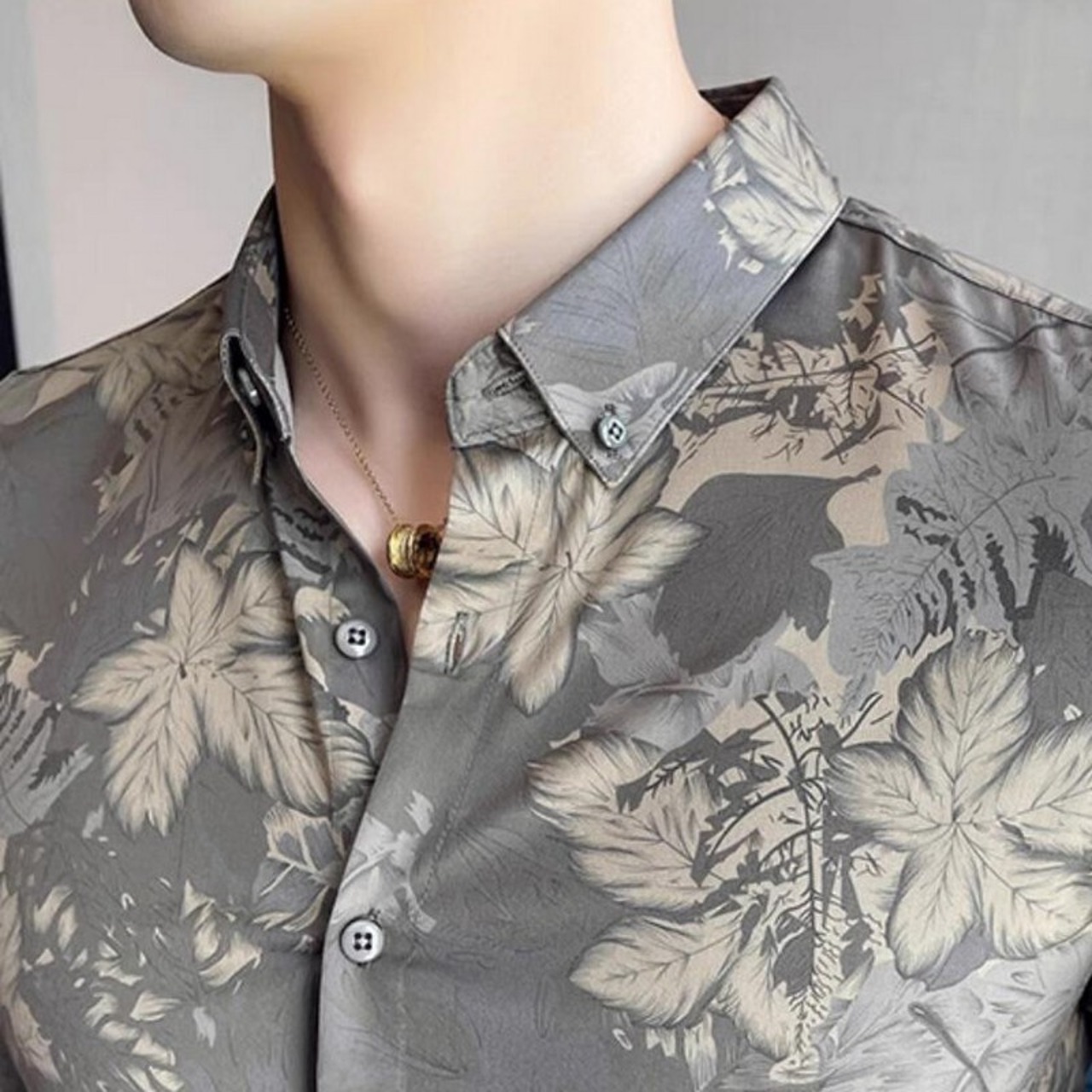 slim leaf shirt tops 00180
