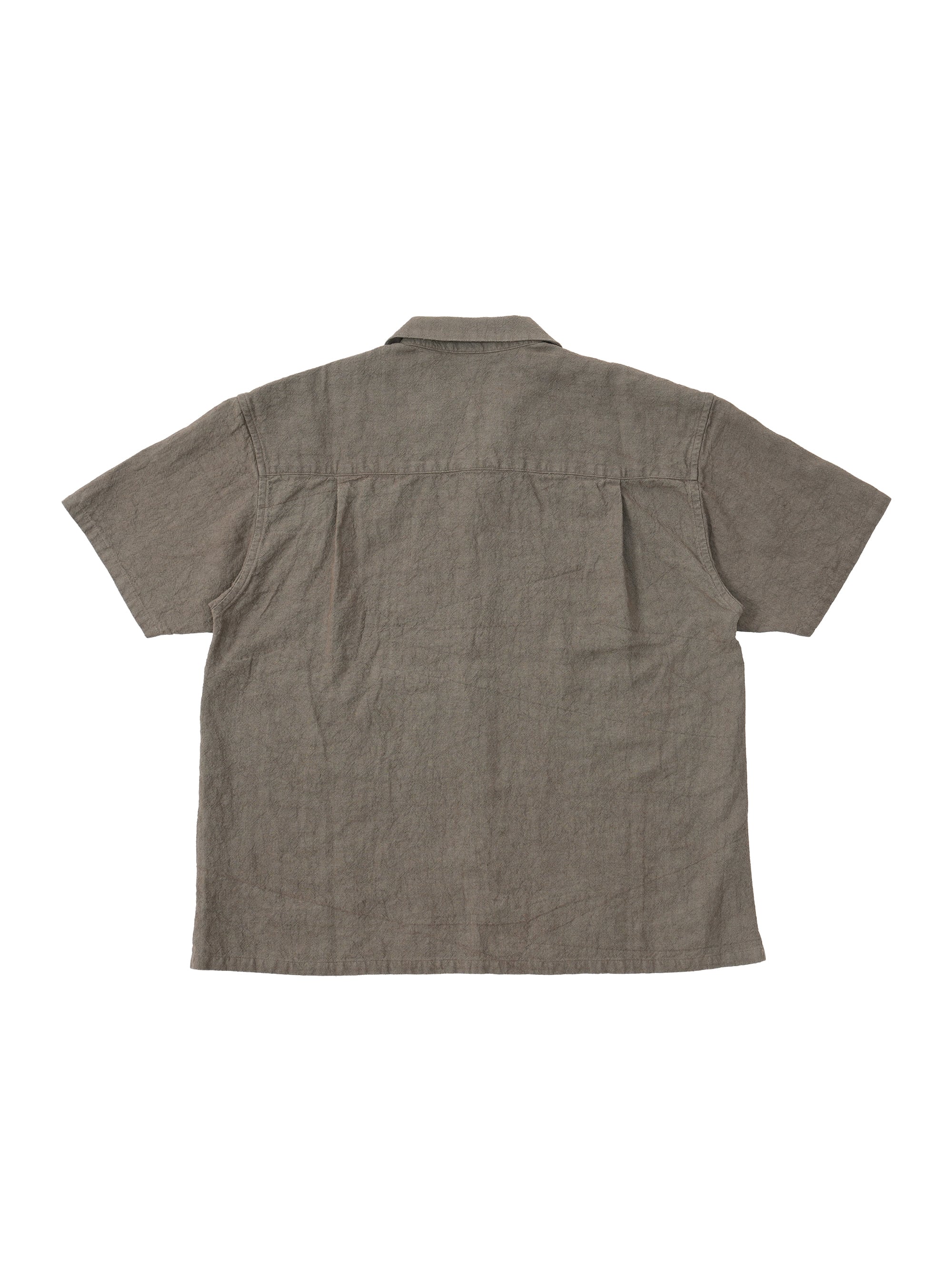 Hemp Short Sleeve Open Collar Shirt (brown) | OVY