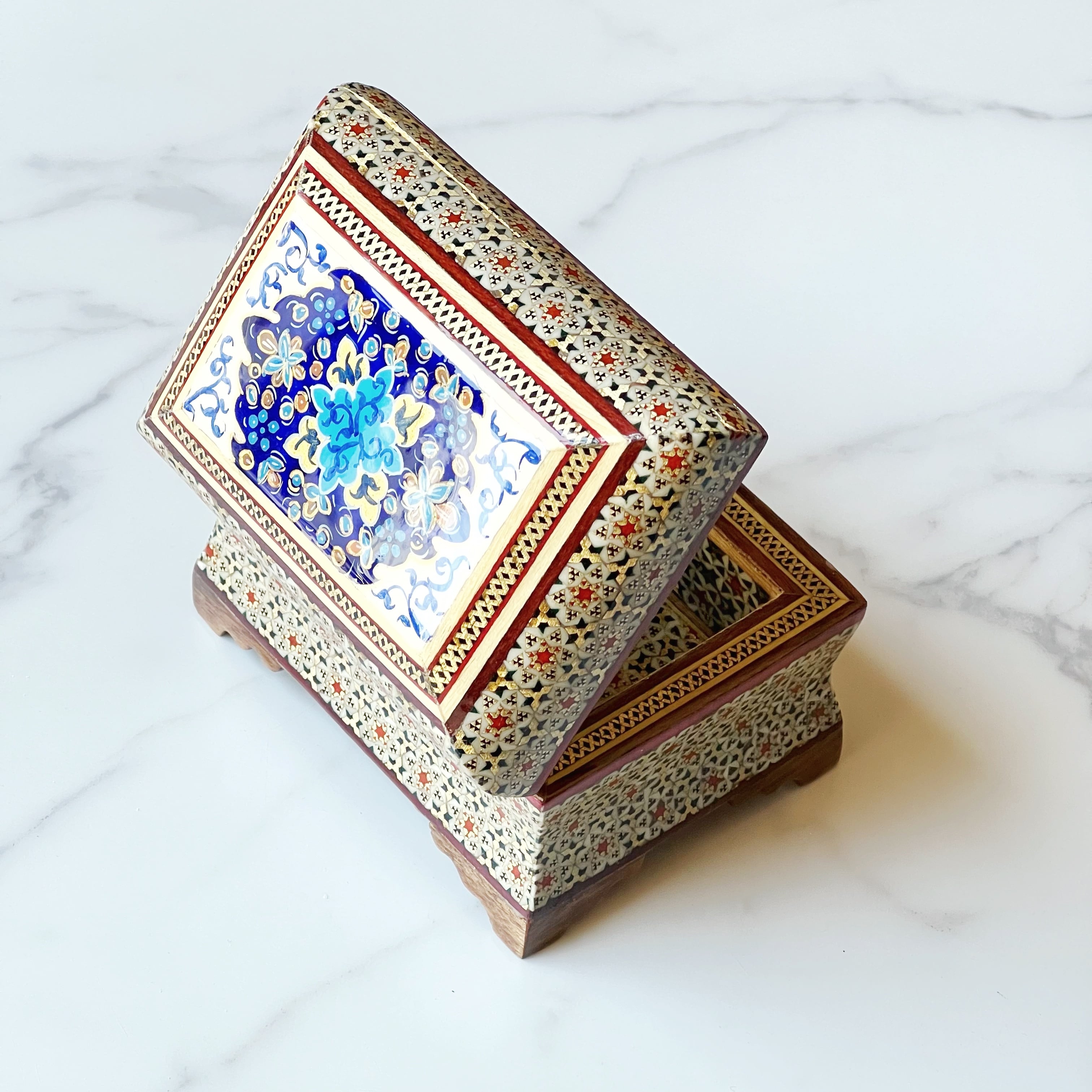 アンティーク インド-ペルシャ マイクロモザイク カタム(Khatam)象嵌箱 アンティーク インド-ペルシャ マイクロモザイク カタム(Khatam