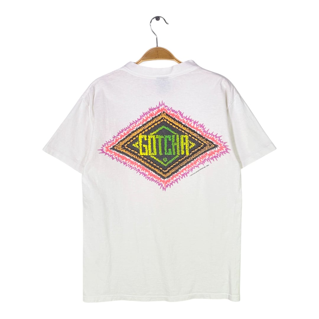 90s ゴッチャ USA製 ヴィンテージTシャツ サーフ ホワイト シングルステッチ GOTCHA サイズL 古着 @BZ0480