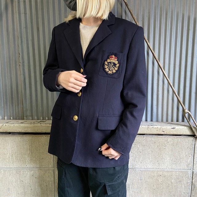 USA製 ローレン ラルフローレン ワッペン 金ボタン テーラード 
