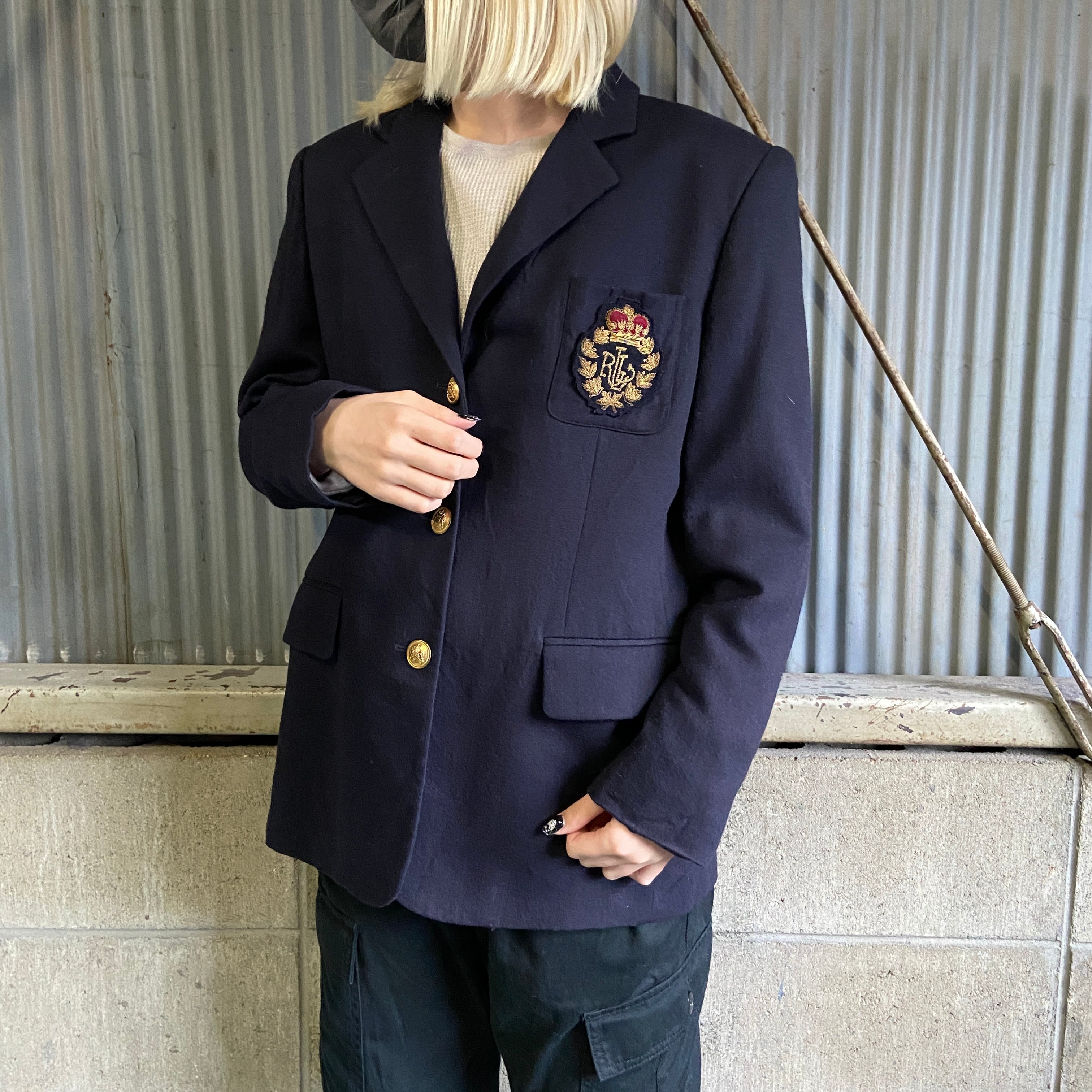 USA製 ローレン ラルフローレン ワッペン 金ボタン テーラード  