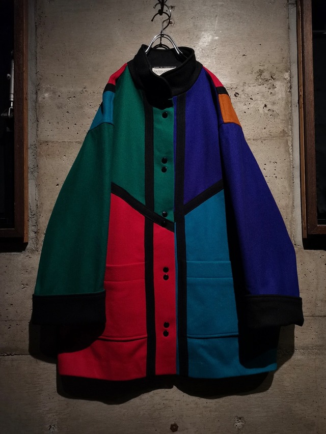 【Caka】"Mondrian Look" Pattern Vintage Wool Coat